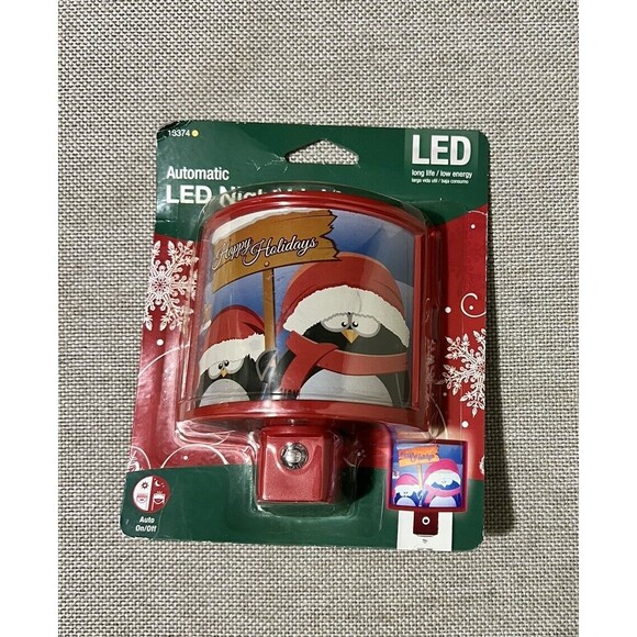 Vintage Jasco Holiday Christmas Penguins LED Nightlight NOS - Picture 3 of 9